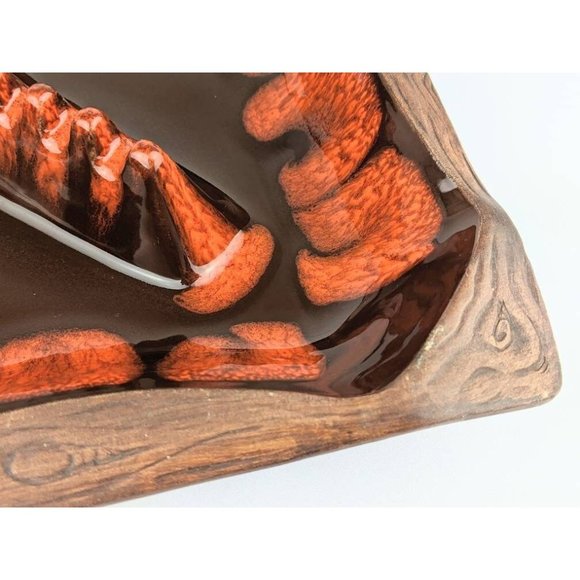 Vintage MCM Orange Lava Fire Ashtray | Large 1960s Porcelain California Pottery - Picture 7 of 10